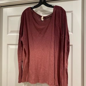 Free people. Long sleeved crimson top. Size Medium